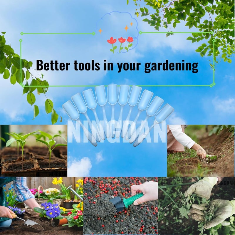 NINGDAN 10Pcs Mini Shovel,Plastic Mini Gardening Shovel Spoons Soil Scoops,Cultivation Digging Transplanting Tools for Succulents Potted Flowers,Milk Powder/Coffee Beans Scoops (All Light Blue) - Image 2